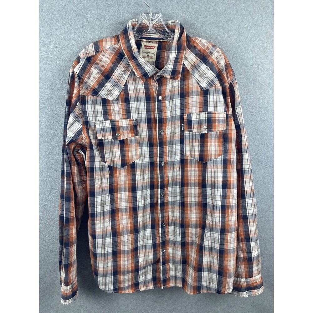 Levis Pearl Snap Shirt Men's XL Plaid Long Sleeve Button Up Cowboy‎ Workwear
